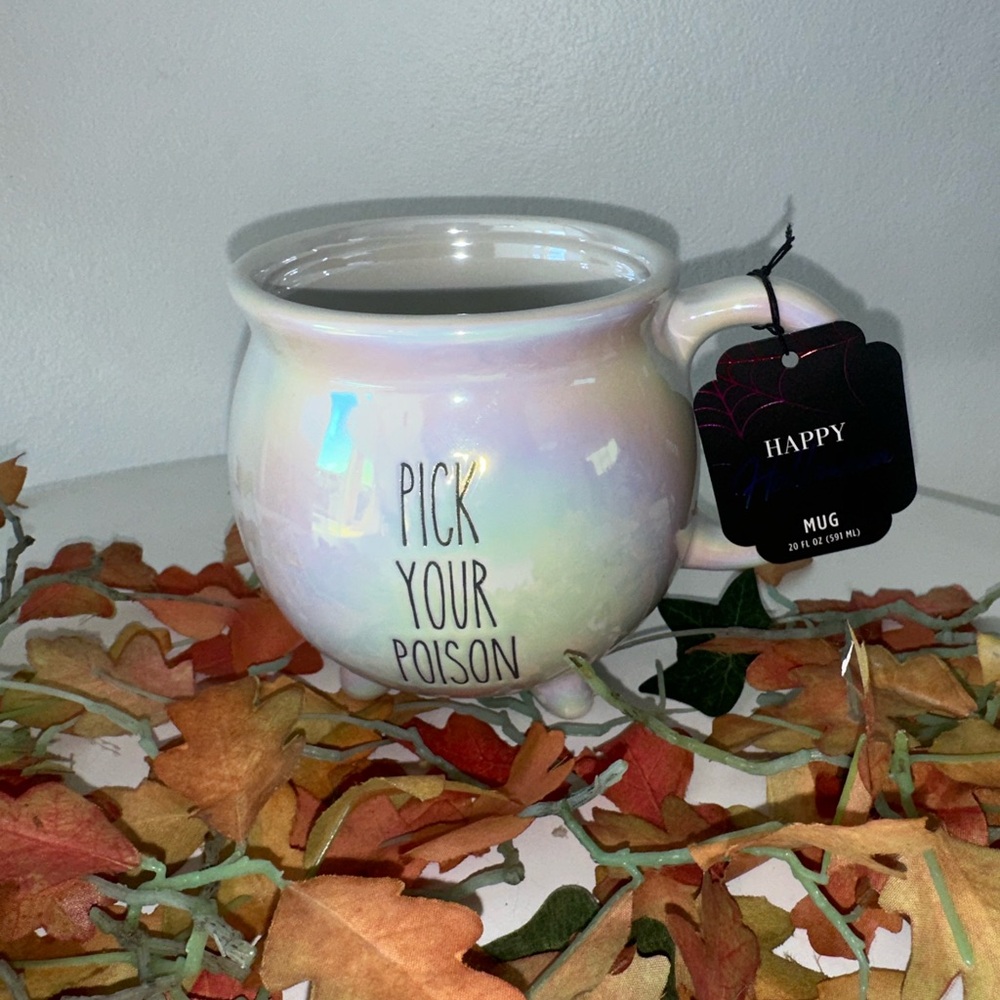 ✨ Pick Your Poison Halloween Cauldron Mug | 20oz Iridescent White ✨
